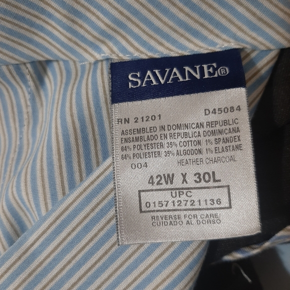 Mens Savane Gray Dress Pants 42 X 30 - Picture 4 of 6